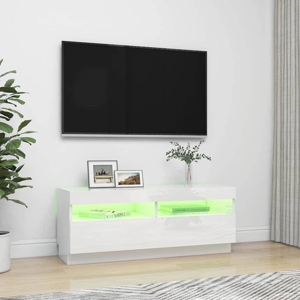 VidaXL Tv-meubel met LED-verlichting 100x35x40 cm hoogglans wit