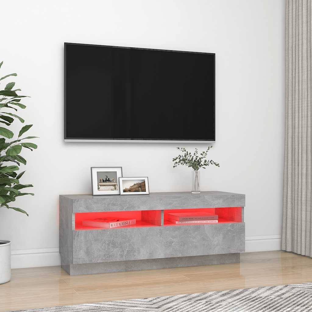 VidaXL Tv-meubel met LED-verlichting 100x35x40 cm betongrijs