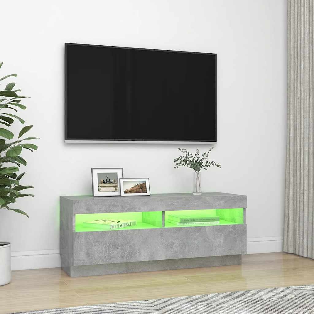 VidaXL Tv-meubel met LED-verlichting 100x35x40 cm betongrijs