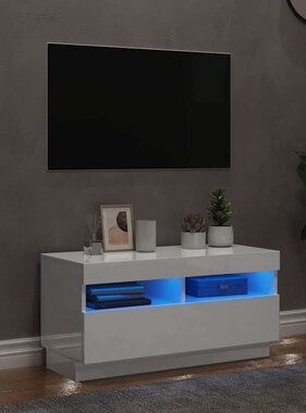 VidaXL Tv-meubel met LED-verlichting 80x35x40 cm hoogglans wit