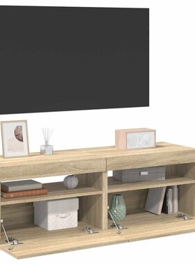 VidaXL Tv-meubelen 2 st LED-verlichting 60x35x40 cm sonoma eikenkleur