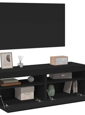 VidaXL Tv-meubelen 2 st met LED-verlichting 60x35x40 cm zwart