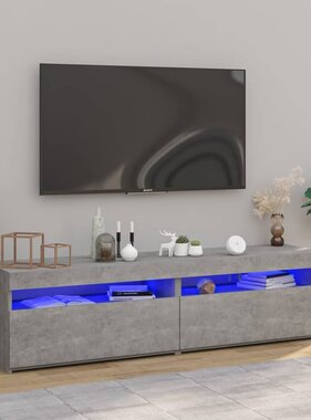 VidaXL Tv-meubelen 2 st met LED-verlichting 75x35x40 cm betongrijs