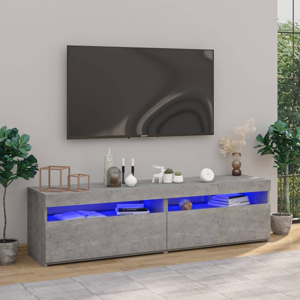 VidaXL Tv-meubelen 2 st met LED-verlichting 75x35x40 cm betongrijs