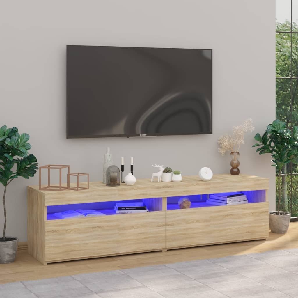 VidaXL Tv-meubelen 2 st met LED-verlichting 75x35x40 cm sonoma eiken