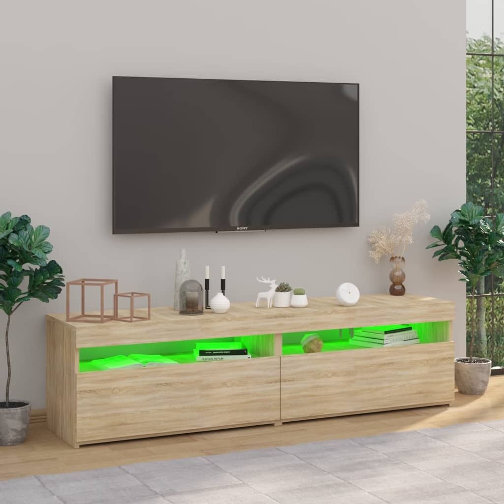 VidaXL Tv-meubelen 2 st met LED-verlichting 75x35x40 cm sonoma eiken