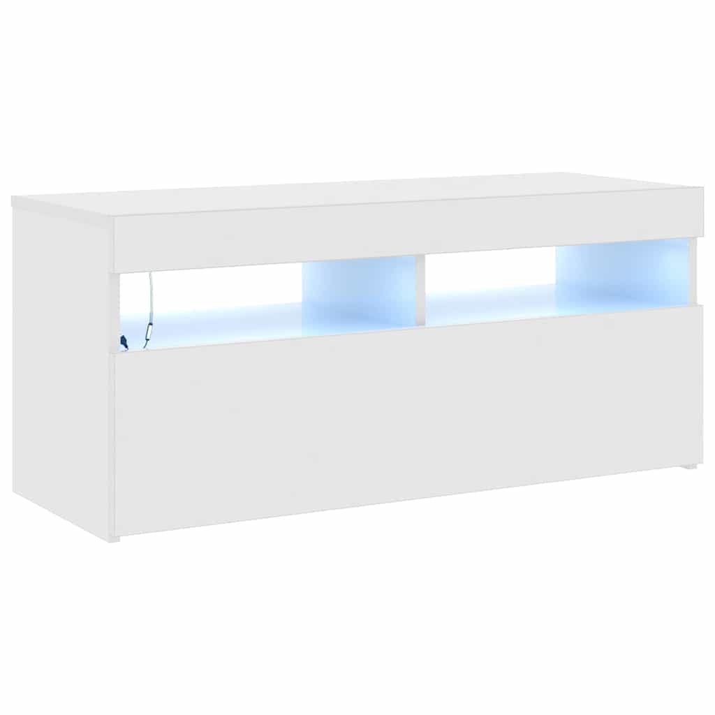 VidaXL Tv-meubel met LED-verlichting 90x35x40 cm hoogglans wit