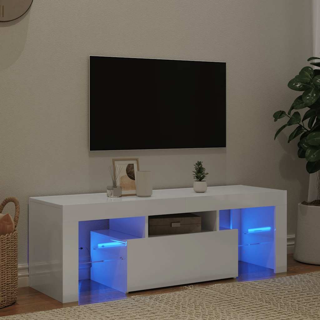 VidaXL Tv-meubel met LED-verlichting 120x35x40 cm hoogglans wit