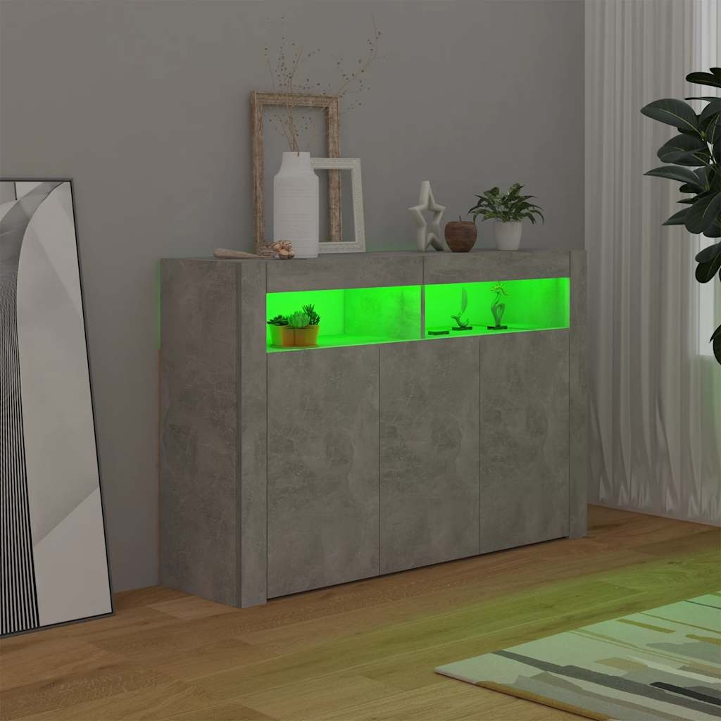 VidaXL Dressoir met LED-verlichting 115,5x30x75 cm betongrijs