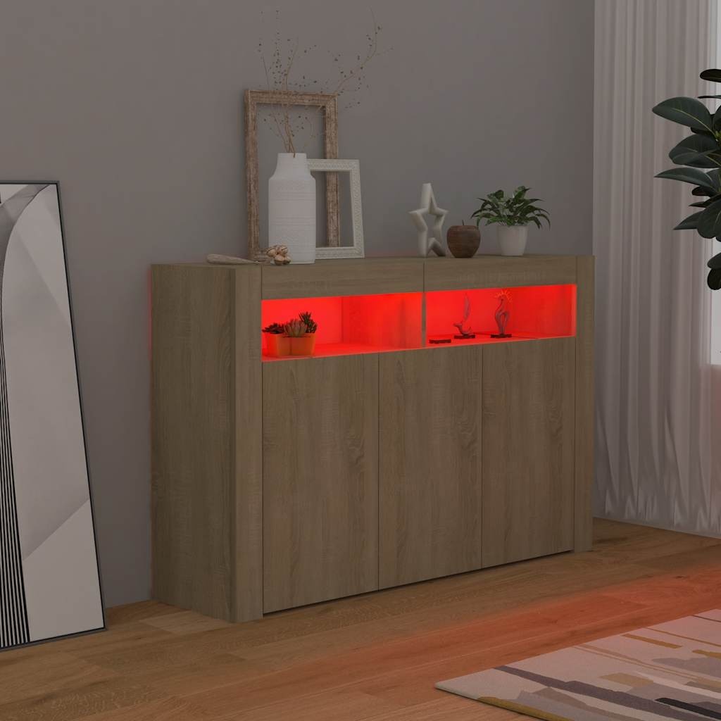 VidaXL Dressoir met LED-verlichting 115,5x30x75 cm sonoma eikenkleur