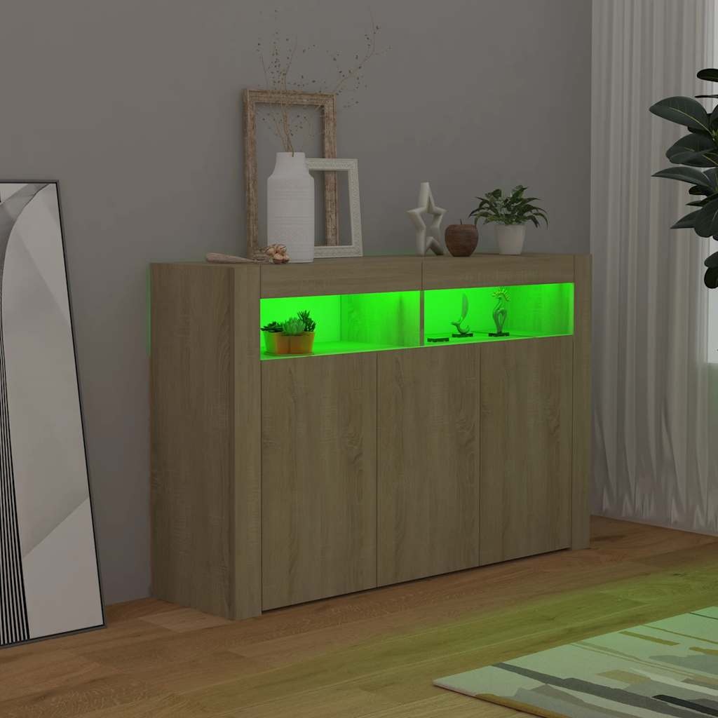 VidaXL Dressoir met LED-verlichting 115,5x30x75 cm sonoma eikenkleur
