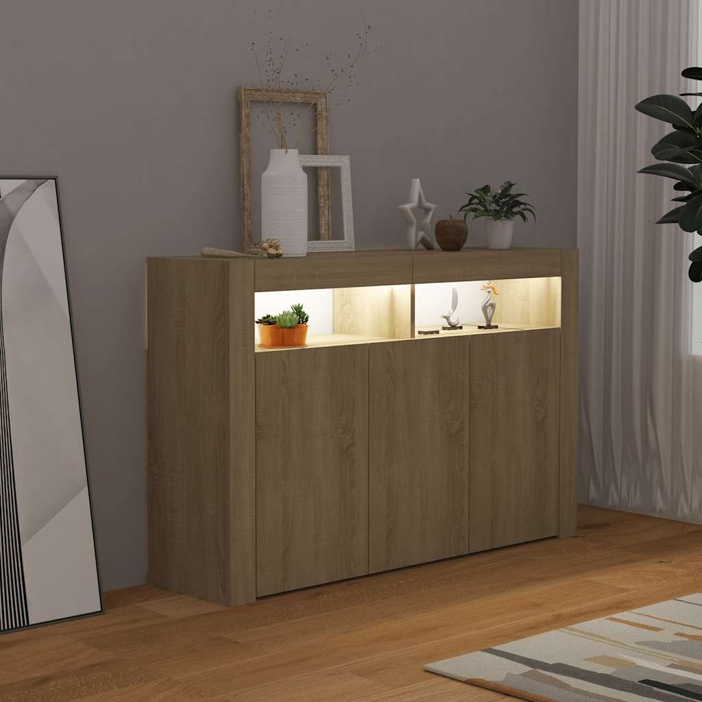 VidaXL Dressoir met LED-verlichting 115,5x30x75 cm sonoma eikenkleur