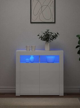 VidaXL Dressoir met LED-verlichting 80x35x75 cm hoogglans wit