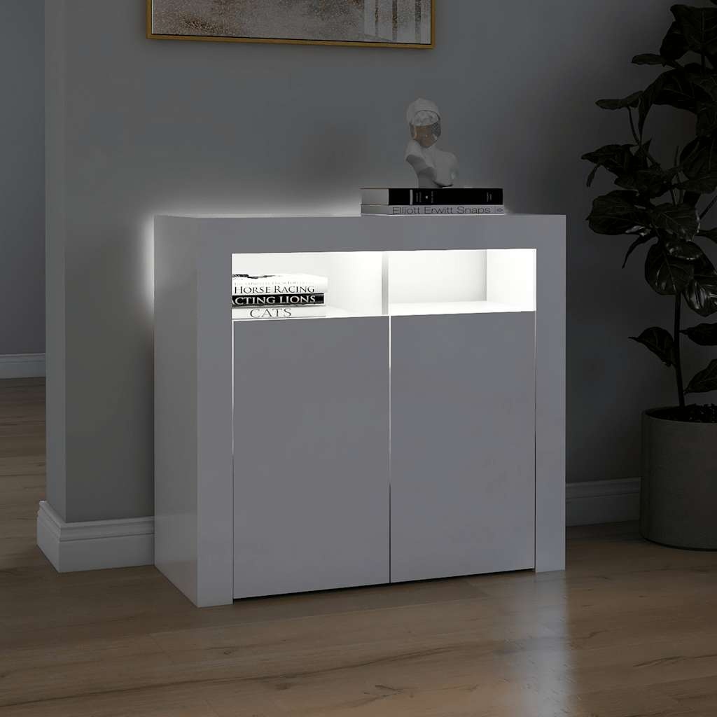 VidaXL Dressoir met LED-verlichting 80x35x75 cm hoogglans wit