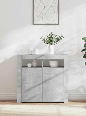 VidaXL Dressoir met LED-verlichting 80x35x75 cm betongrijs