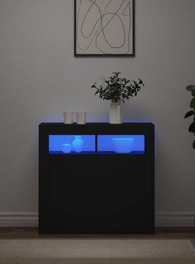 VidaXL Dressoir met LED-verlichting 80x35x75 cm zwart