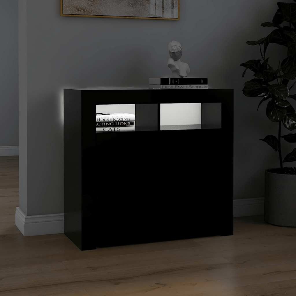 VidaXL Dressoir met LED-verlichting 80x35x75 cm zwart