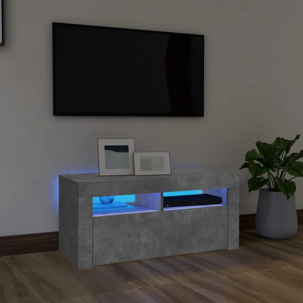 VidaXL Tv-meubel met LED-verlichting 90x35x40 cm betongrijs
