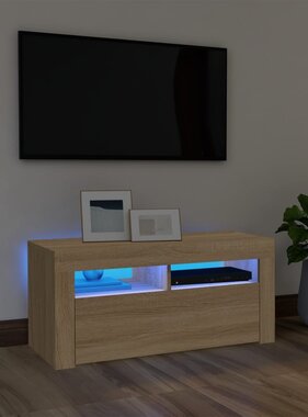 VidaXL Tv-meubel met LED-verlichting 90x35x40 cm sonoma eikenkleurig