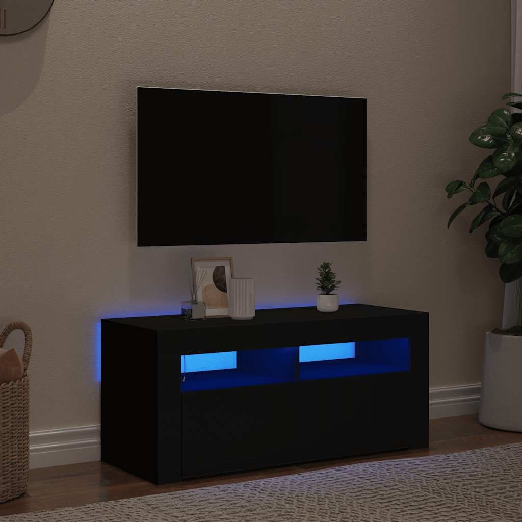 VidaXL Tv-meubel met LED-verlichting 90x35x40 cm zwart