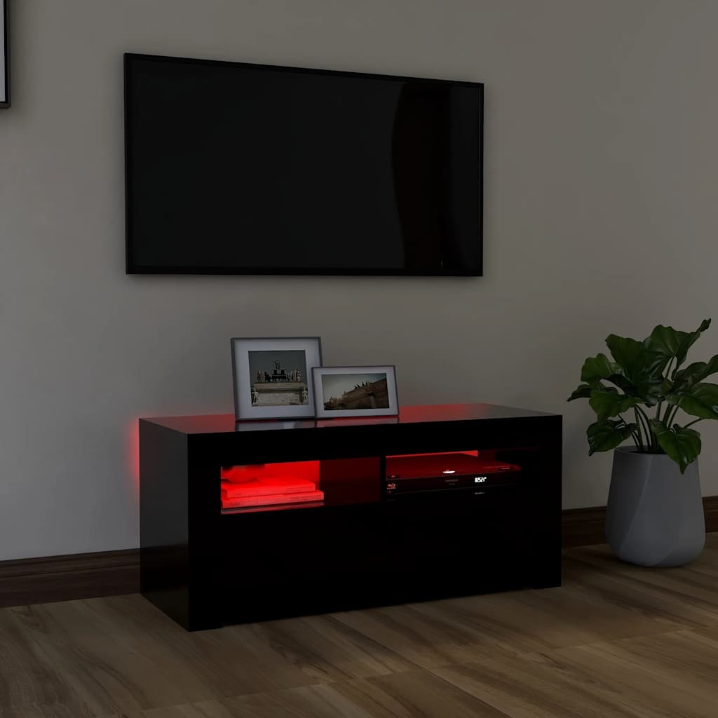 VidaXL Tv-meubel met LED-verlichting 90x35x40 cm zwart