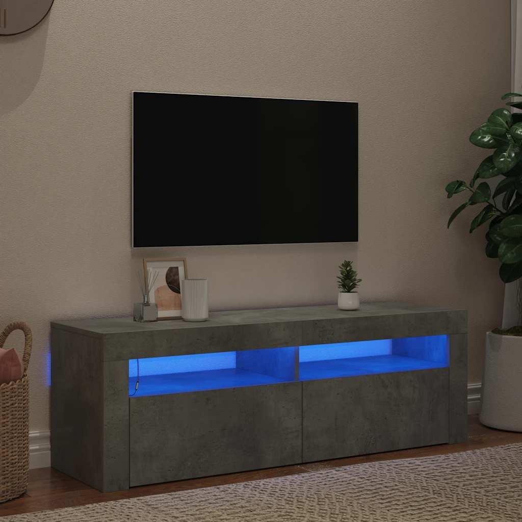 VidaXL Tv-meubel met LED-verlichting 120x35x40 cm betongrijs