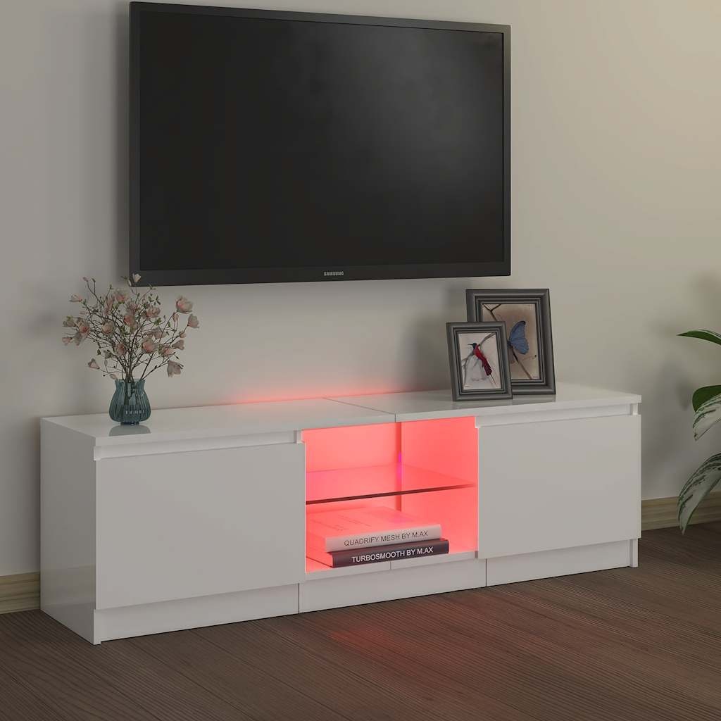 VidaXL Tv-meubel met LED-verlichting 120x30x36 cm hoogglans wit