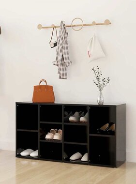 VidaXL Schoenenbank 103x30x55 cm bewerkt hout zwart