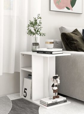 VidaXL Bijzettafel 50x30x50 cm bewerkt hout wit