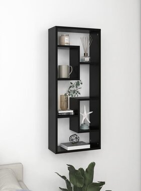 VidaXL Wandschap 36x16x90 cm bewerkt hout zwart
