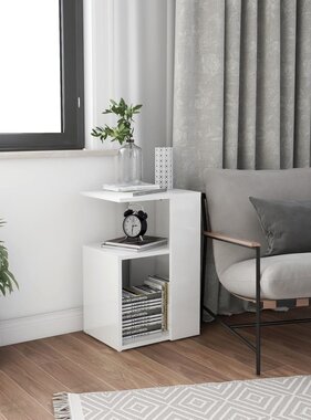 VidaXL Bijzettafel 36x30x56 cm bewerkt hout hoogglans wit