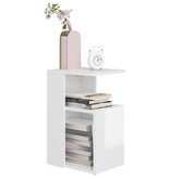 VidaXL Bijzettafel 36x30x56 cm bewerkt hout hoogglans wit