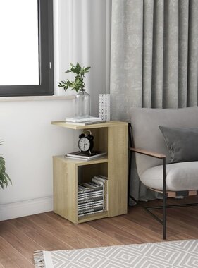 VidaXL Bijzettafel 36x30x56 cm bewerkt hout sonoma eikenkleurig