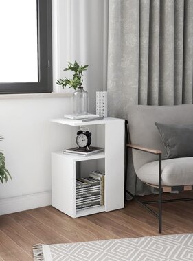 VidaXL Bijzettafel 36x30x56 cm bewerkt hout wit