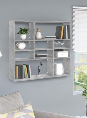 VidaXL Wandschap 90x16x78 cm spaanplaat betongrijs