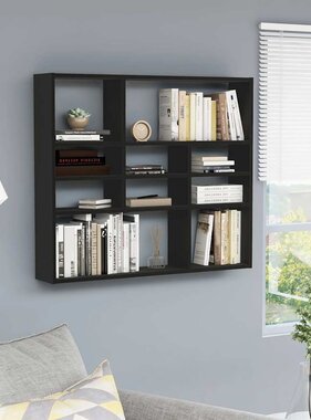 VidaXL Wandschap 90x16x78 cm spaanplaat zwart
