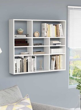 VidaXL Wandschap 90x16x78 cm bewerkt hout wit