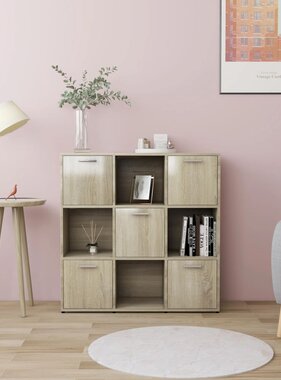 VidaXL Boekenkast 90x30x90 cm bewerkt hout sonoma eikenkleurig