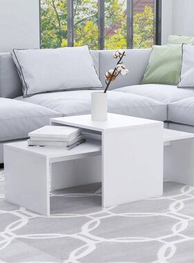 VidaXL Salontafelset 100x48x40 cm bewerkt hout wit