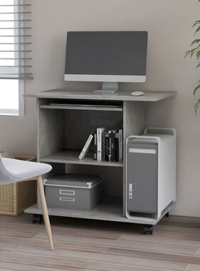 VidaXL Computerbureau 80x50x75 cm bewerkt hout betongrijs