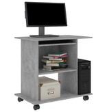 VidaXL Computerbureau 80x50x75 cm bewerkt hout betongrijs