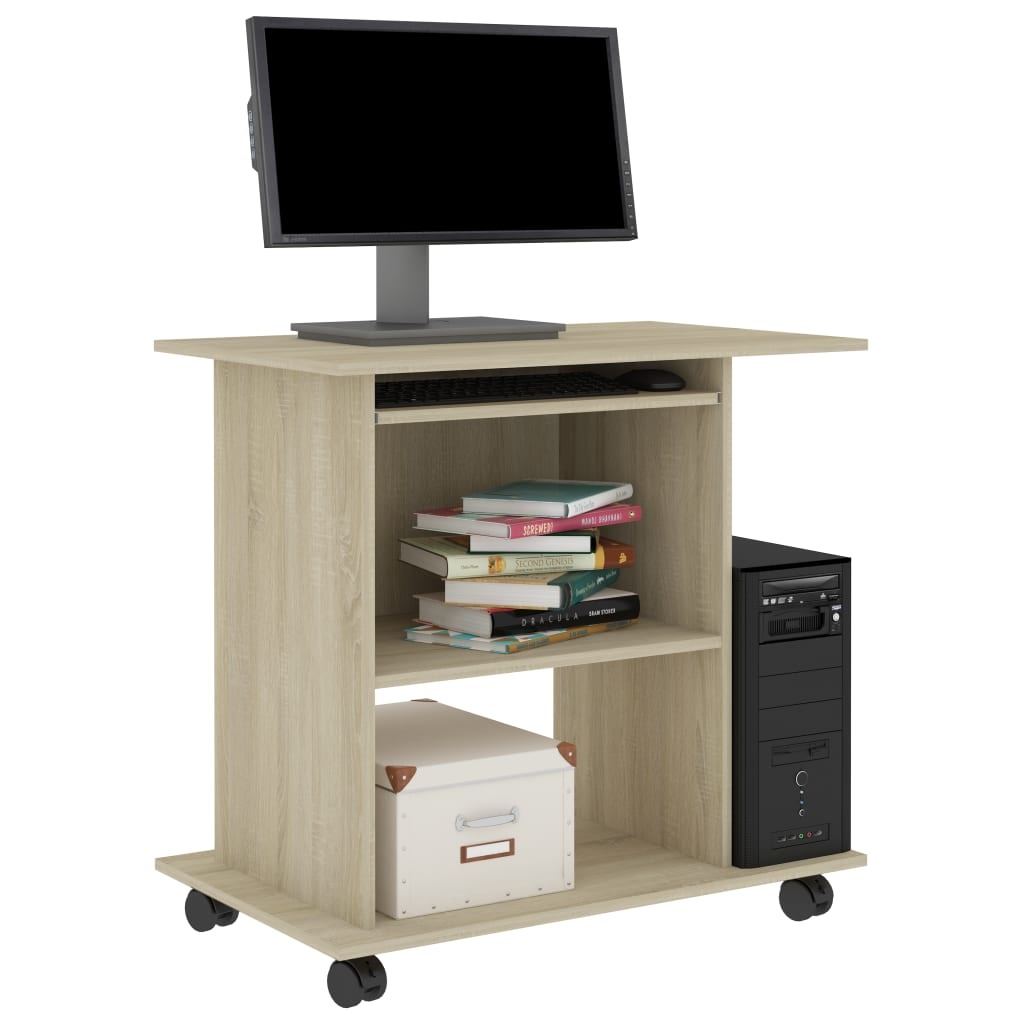 VidaXL Computerbureau 80x50x75 cm bewerkt hout sonoma eikenkleurig