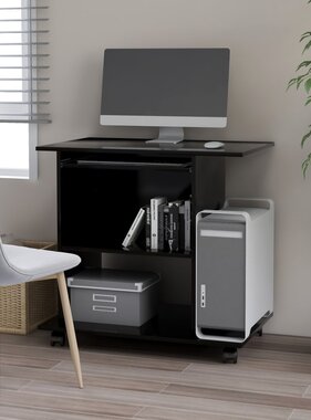 VidaXL Computerbureau 80x50x75 cm bewerkt hout zwart