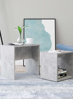 VidaXL Salontafelset 48x30x45 cm spaanplaat betongrijs