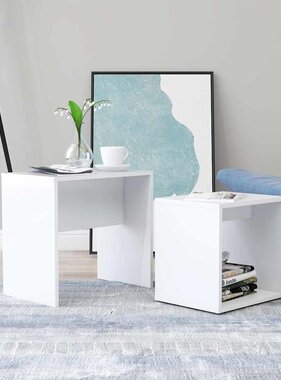 VidaXL Salontafelset 48x30x45 cm bewerkt hout wit