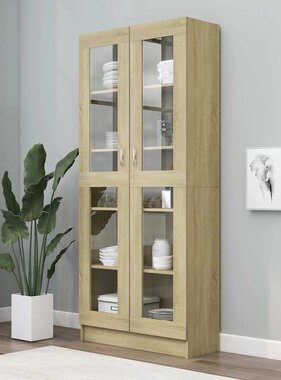 VidaXL Vitrinekast 82,5x30,5x185,5 cm spaanplaat sonoma eikenkleurig