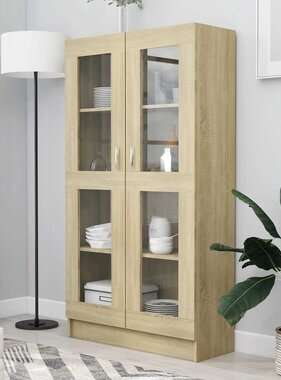 VidaXL Vitrinekast 82,5x30,5x150 cm spaanplaat sonoma eikenkleurig