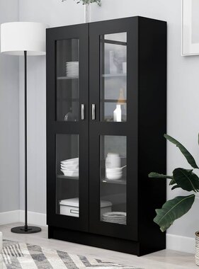 VidaXL Vitrinekast 82,5x30,5x150 cm spaanplaat zwart