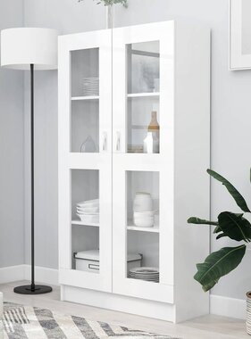 VidaXL Vitrinekast 82,5x30,5x150 cm spaanplaat wit