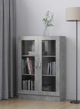 VidaXL Vitrinekast 82,5x30,5x115 cm bewerkt hout betongrijs